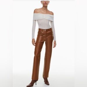 Aritzia Wilfred The Melina Faux Leather Straight
Leg Pants | Cognac Brown | 6